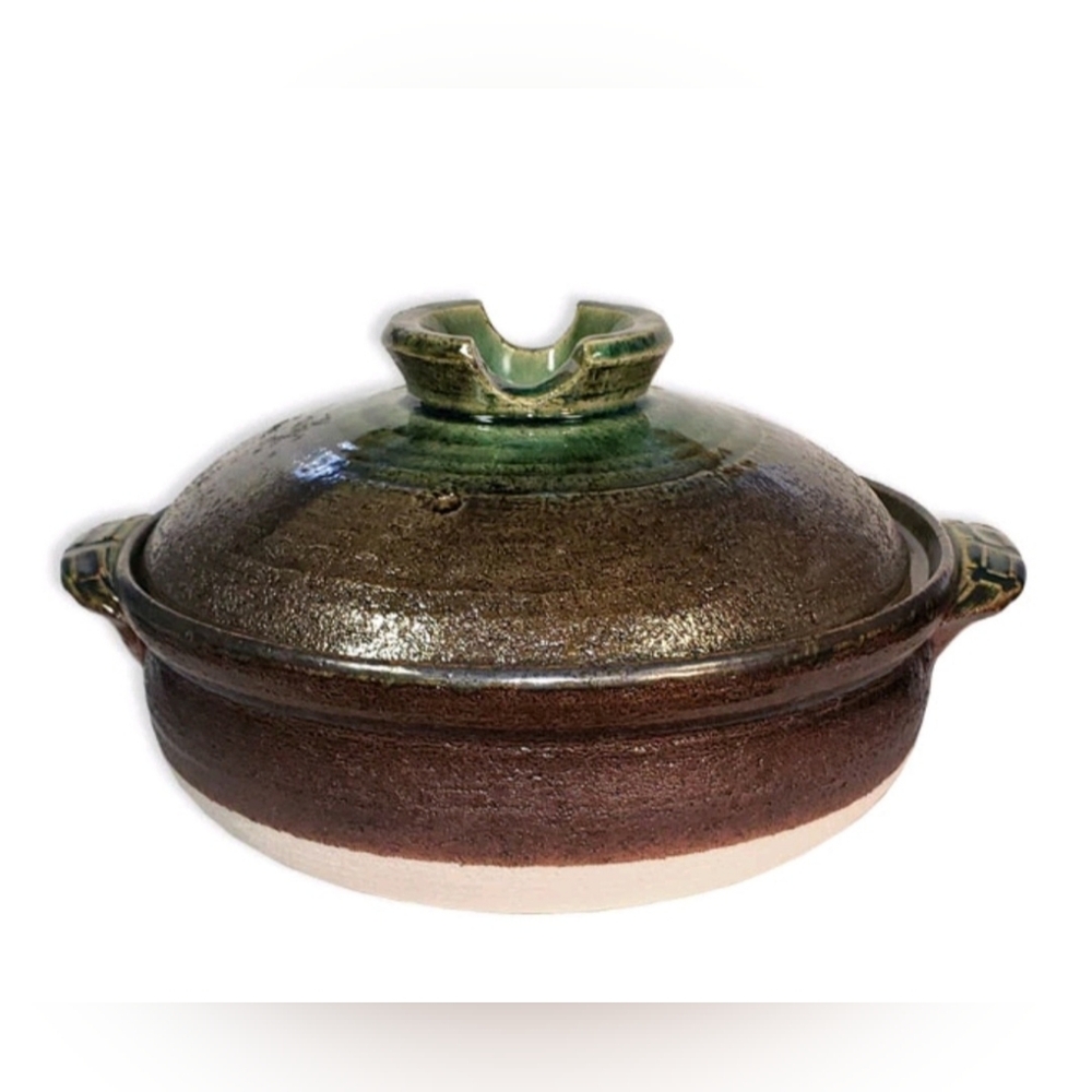 Japanese Earthenware Donabe Casserole Pot & Lid Nanban Bidoro JAPAN MADE